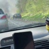 Машина горит на выезде из Хомутово