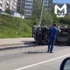 Жесткая авария с опрокидыванием легковушки в Иркутске.