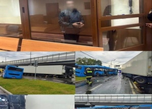 Арестован водитель фуры, который на Дмитровском шоссе проехал перекрёсток на красный сигнал светофора и столкнулся с автобусом.