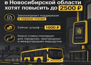 Штраф за проезд без билета в общественном транспорте Новосибирской области предлагают поднять до 2500 рублей