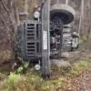 В Новосибирске внедорожник и грузовик после столкновения слетели в кювет 22...
