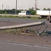 Столб снесен на объездной Абакана Накануне на объездной...