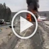 Три грузовых автомобиля столкнулись и загорелись сегодня...