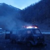 В Монгун-Тайгинском районе загорелся автомобиль УАЗ. Водитель получил ожоги рук и лица.