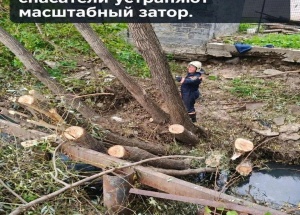В Новосибирске обрушился берег реки Ельцовки из-за затора Частичное обрушение...