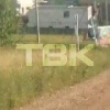 Грузовик из магазина выгружает свой мусор жителям в Солонцах