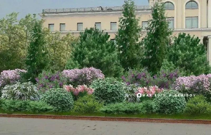 🌷У Вечного огня на Соборной площади Белгорода благоустраивают клумбы к 9 Мая