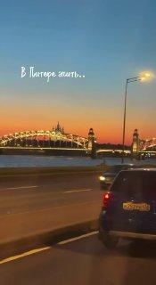 Большеохтинский мост засиял вечером