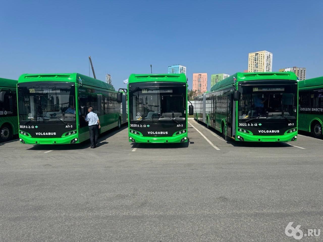 В Екатеринбург прибыли еще 15 автобусов-гармошек
