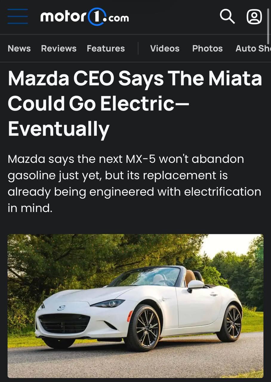В Mazda рассказали о будущем Miata — электроверсия всё же появится.