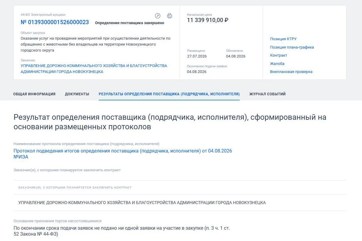 В Новокузнецке с июня не могут найти подрядчика для отлова собак