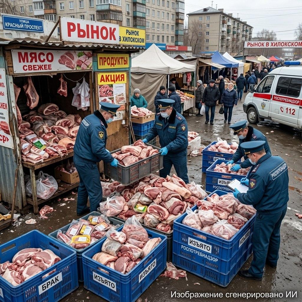 В Новосибирске изъяли более тонны некачественного мяса Сотрудники...