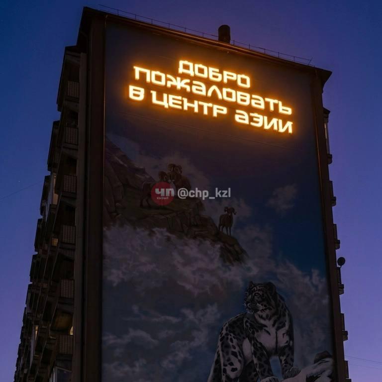 На фасаде дома на ул. Московская появился мурал с ирбисом.