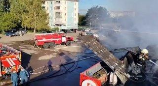 Торговые павильоны горели в Бородино Пожар на улице Ленина произошёл сегодня...