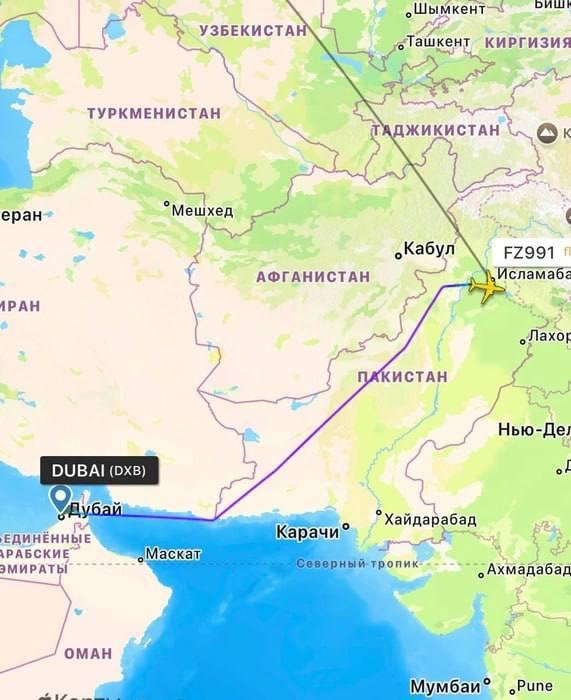Рейс Flydubai из Дубая приземлился в Пакистане вместо Питера, — СМИ.