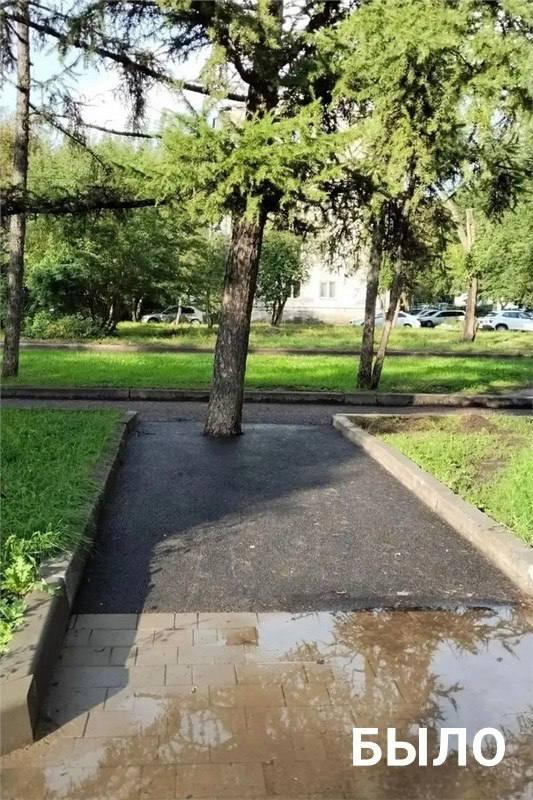 Красноярские благоустроители после замечания мэра смогли проложить дорожку...