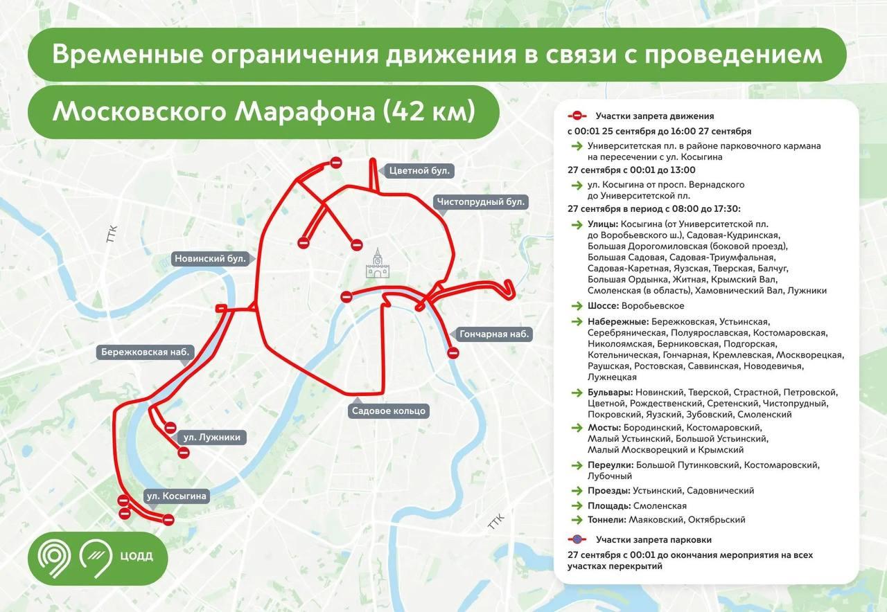 В воскресенье, 27 сентября, движение будет закрыто на ряде улиц в центре из-...