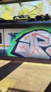 Неизвестные расписали электричку в Подмосковье — краской закрасили даже окна....