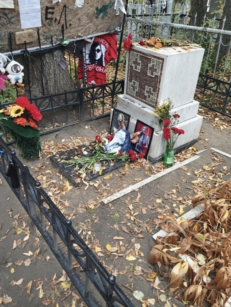 Свиную голову со священной книгой во рту прикрепили к могиле Егора Летова в Омске