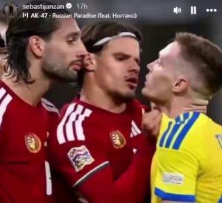 Отец игрока «Ливерпуля» венгра Милоша Керкеза довел до истерики украинских фанатов, выложив фото сына с матча против Украины под трек российской группы АК-47