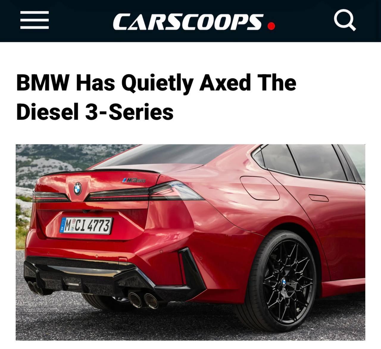 BMW окончательно убивает дизельные движки — в новом поколении 3-Series не будет ни одного (!) дизельного мотора.