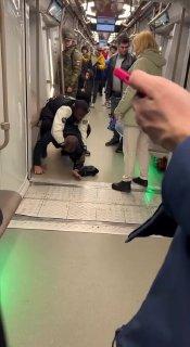 Пассажира едва не задушил африканец в московском метро Очевидцы наблюдали за...