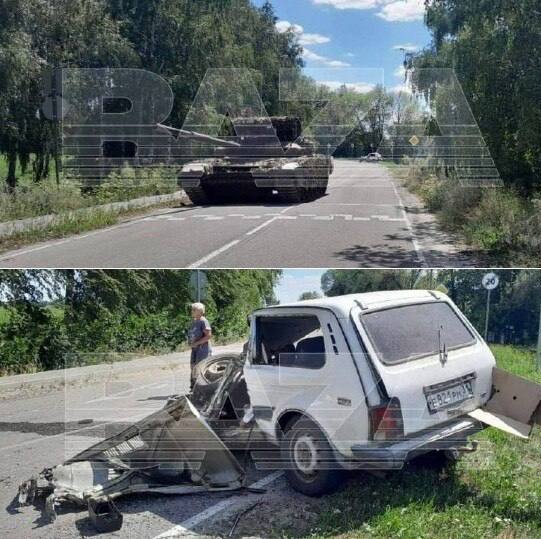 Танк наехал на «Ниву» в Белгородской области — водитель...