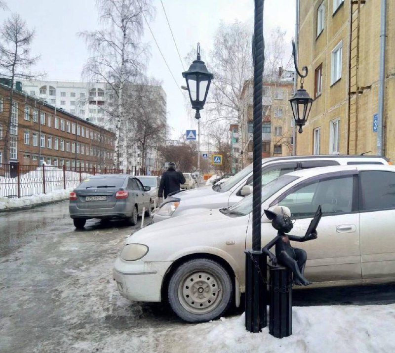 Скульптуру «Кот на столбе» на Гоголя, 33, атаковали...