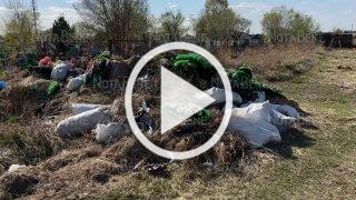 Мусорные кучи возле кладбища в Чапаево, контейнеры...