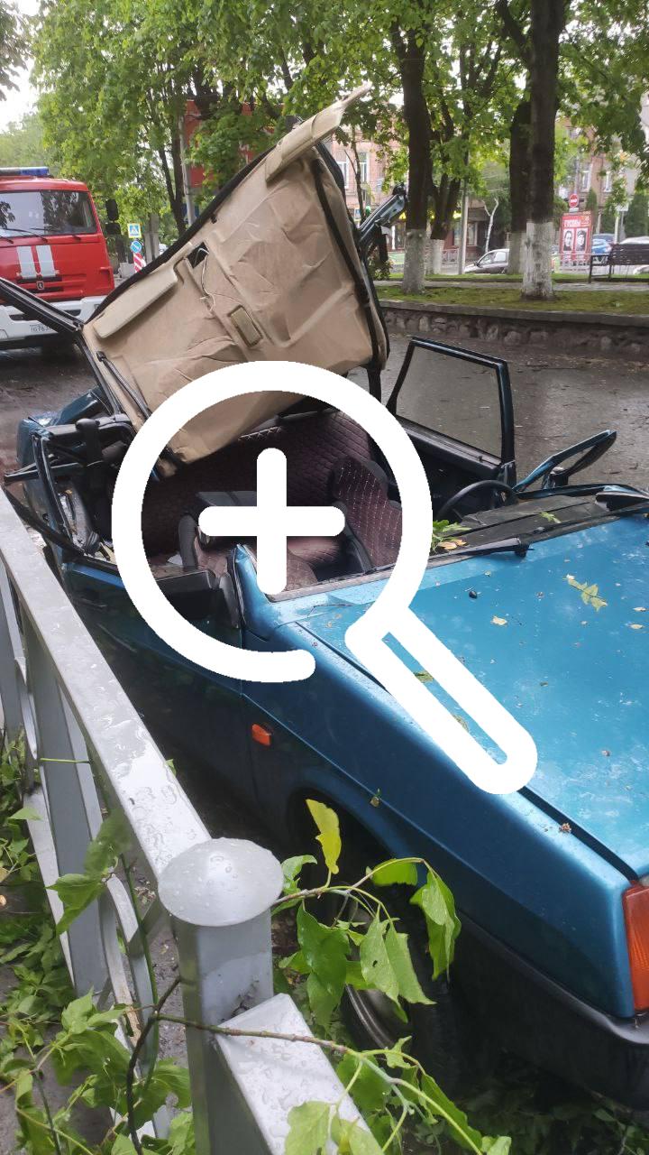 Дерево упало на машину с людьми во Владикавказе. Пострадали два человека, один в тяжёлом состоянии