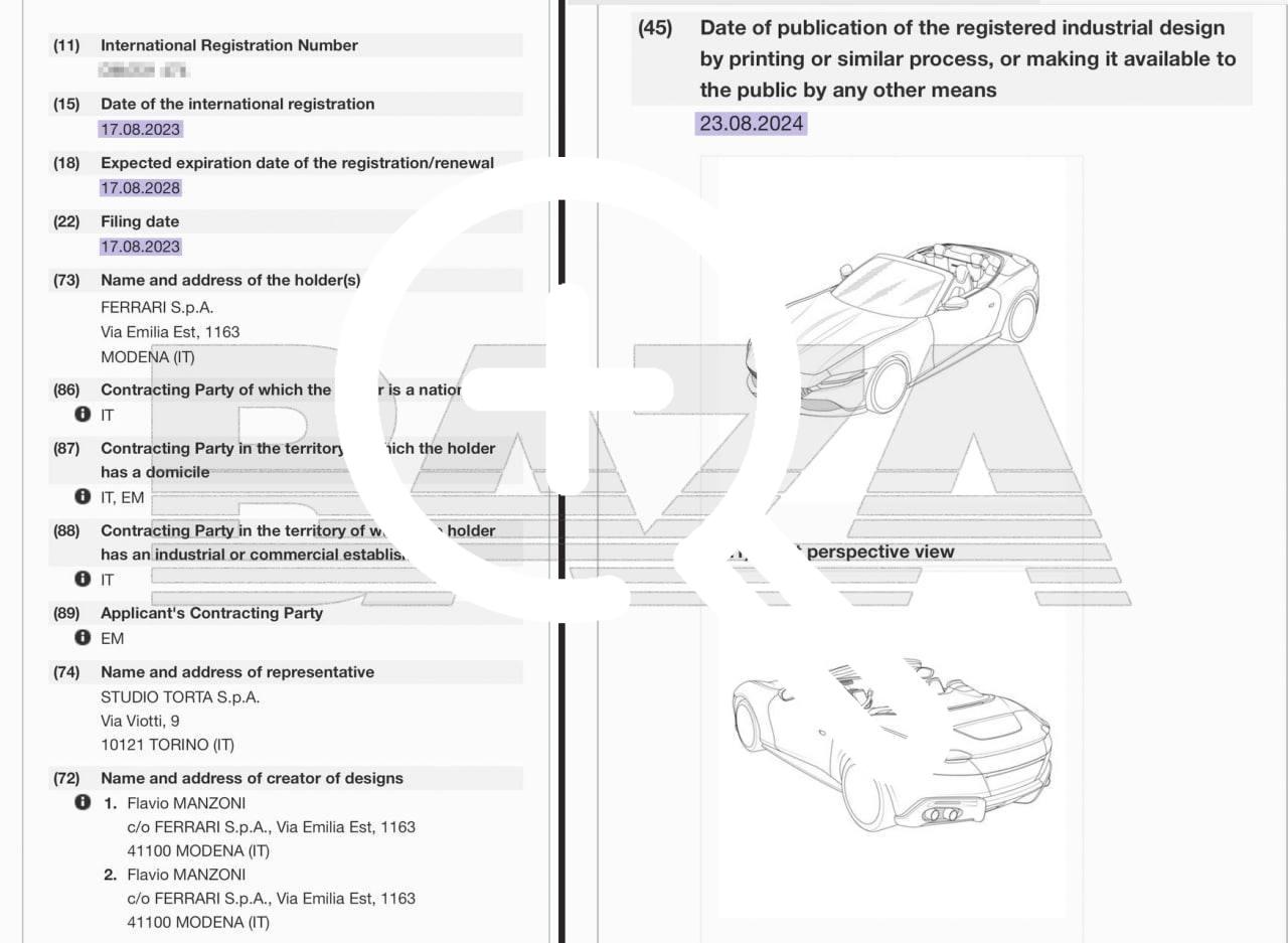 Ferrari могут вернуться в Россию: итальянцы запатентовали в РФ кабриолет Roma Spider.