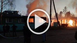 пожар п. Красногорьевский Богучанский район.
