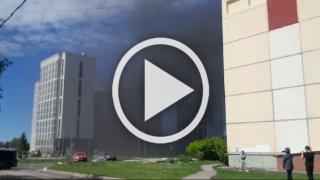 На территории строящегося комплекс «Воздушная Гавань» в городе Обь произошёл пожар 