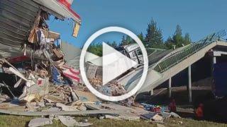 Видео с места подрыва моста в Брянской области:...