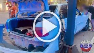 Иномарка врезалась в столб и снесла двух подростков после...