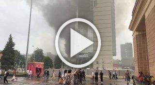 Сильный пожар на востоке Москвы