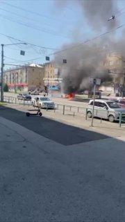 Автобус с пассажирами загорелся на ходу в Новокузнецке
