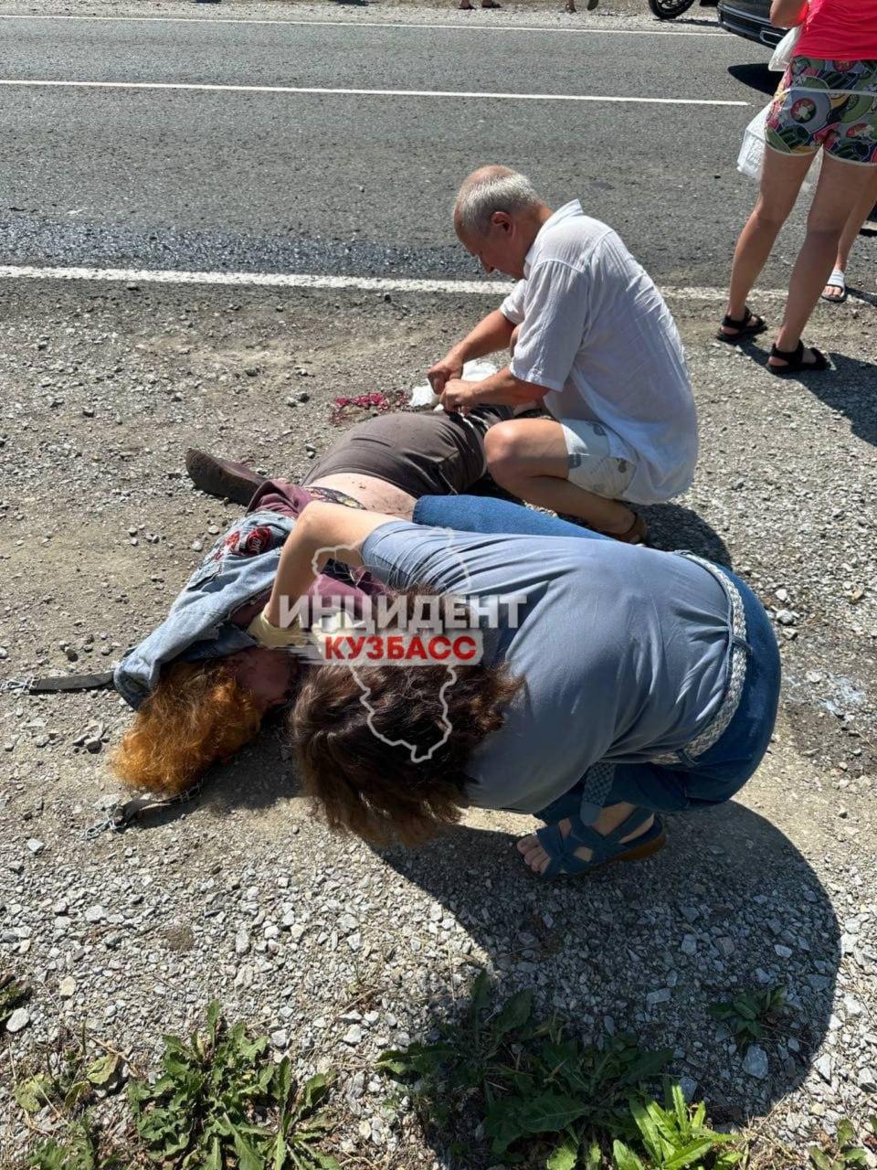 Мотоциклист и пассажирка пострадали в ДТП под Кемеровом