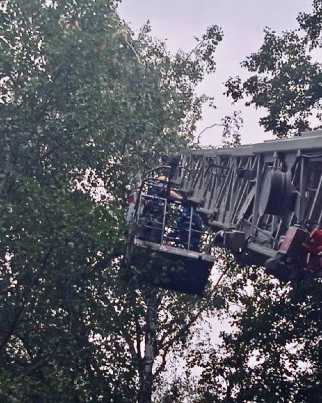 В лесу под Серпуховом парашютист неудачно приземлился на дерево и провисел...