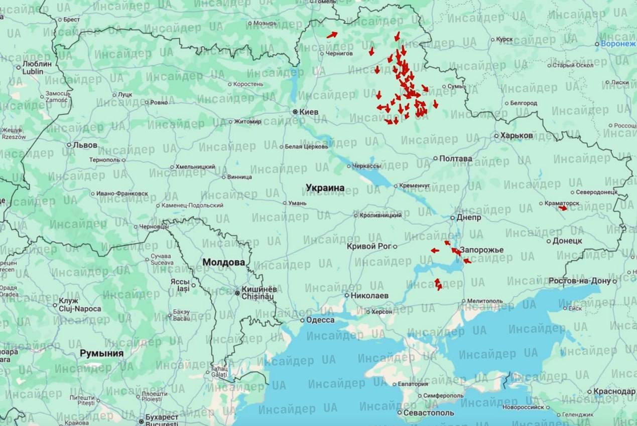 Рои дронов запущены с 8 направлений по Украине В воздухе зафиксировано 45...