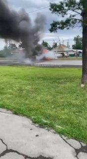 В Кемерове автомобиль загорелся после ДТП. Авария произошла в Рудничном...
