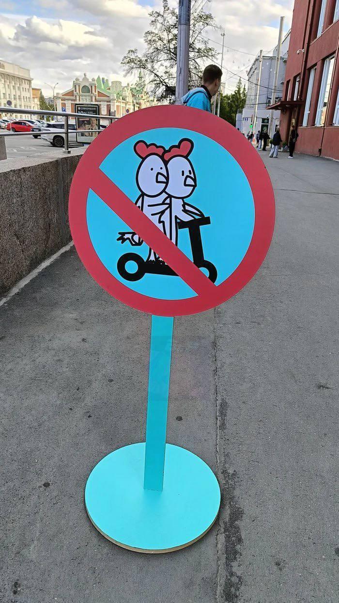 В Новосибирске появились знаки, запрещающие кататься спмокатчикам вдвоем. 🌇...