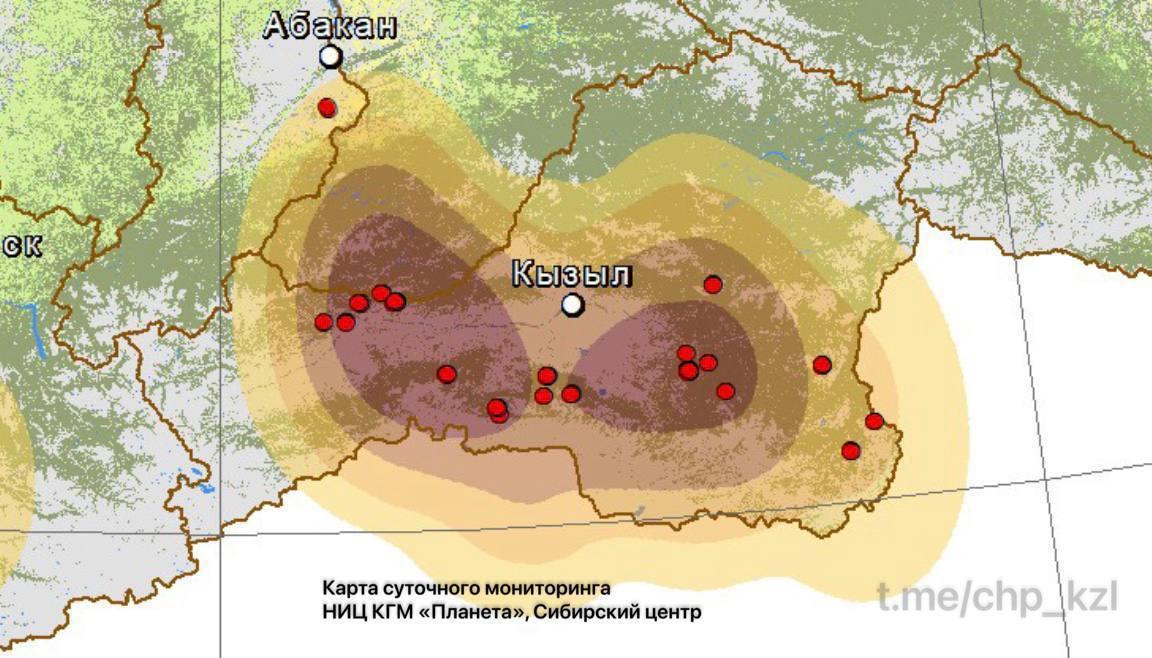 ⚡️За последние сутки в Туве зарегистрировано 24 новых природных пожара, в...
