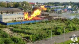 Газораспределительная подстанция горит в Кургане
