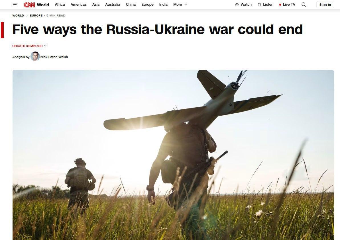 Телеканал CNN озвучил 5 сценариев завершения войны на Украине после встречи Путина и Трампа, позитивный из них - только один