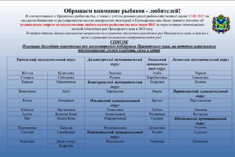🎣 В Приморье вводят запрет на рыбалку в реках с нерестом красной рыбы