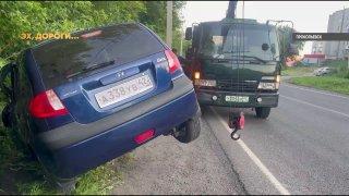 Пьяный водитель на Hyundai Getz улетел в кювет в Прокопьевске