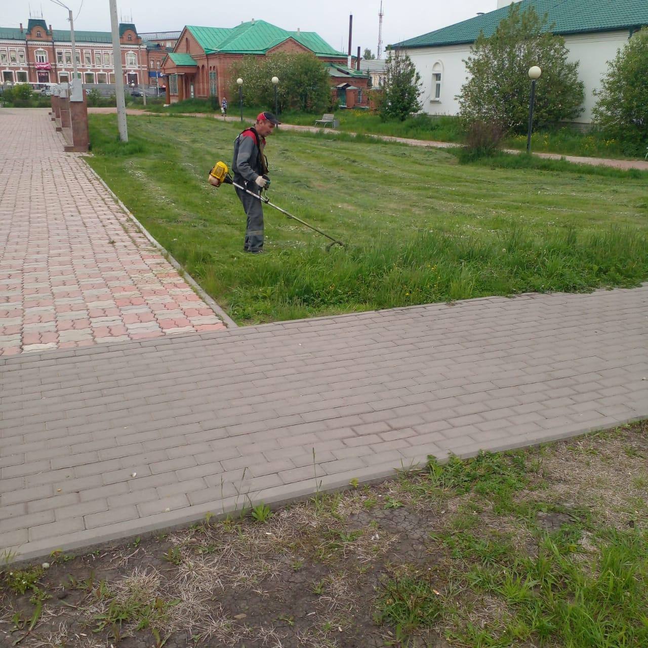 В городе начался покос травы на городских территориях...