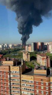 Огромный столб дыма всё ещё висит над Балашихой: пожарные пока не могут справиться с возгоранием