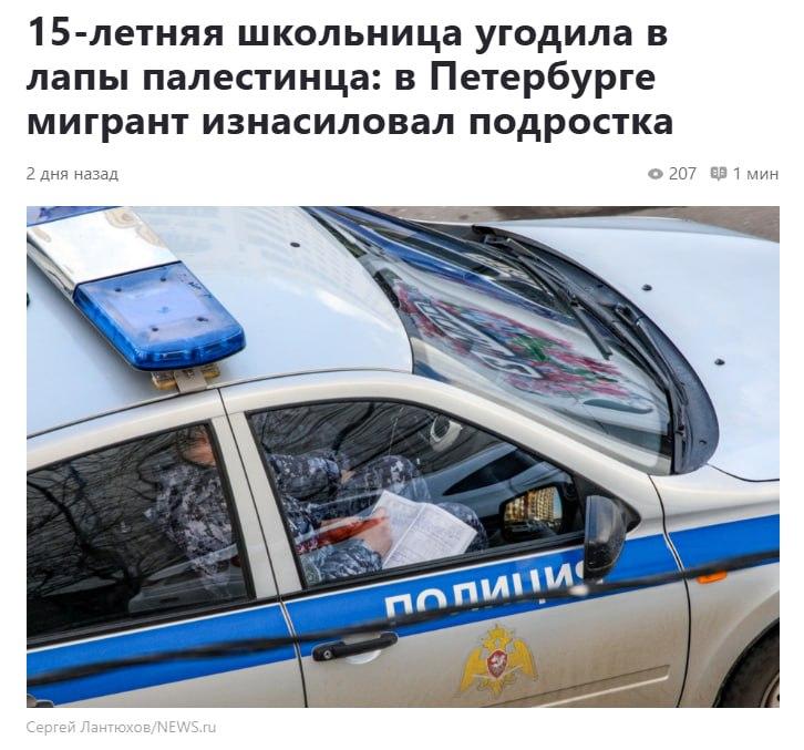 В Питере палестинец впервые изн*силовал ребёнка.